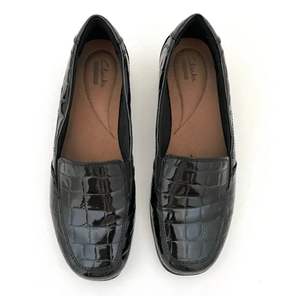 Clarks Gael Angora Black Croc Patent Leather Loafers Women’s 7.5 - Picture 2 of 10